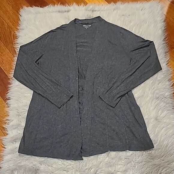 Coldwater creek womens gray‎ light weight rayon stretch flowy cardigan size 14 - Picture 1 of 6